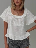Teigen Broiderie Top White