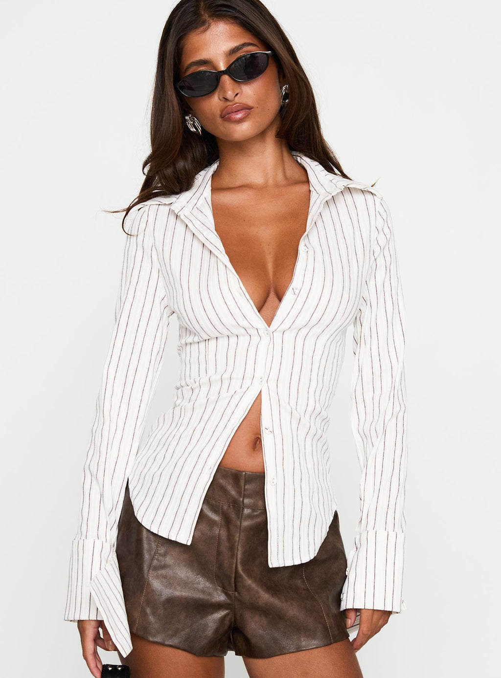 Madlin Long Sleeve Top Beige Stripe