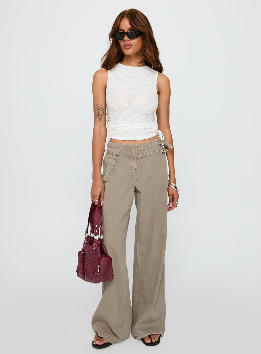 Kaelis Tie Side Top White