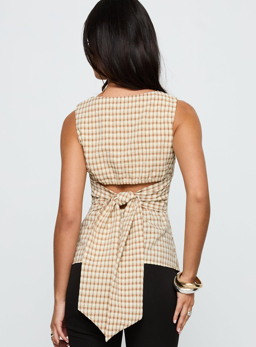 Michaud Top Brown Gingham