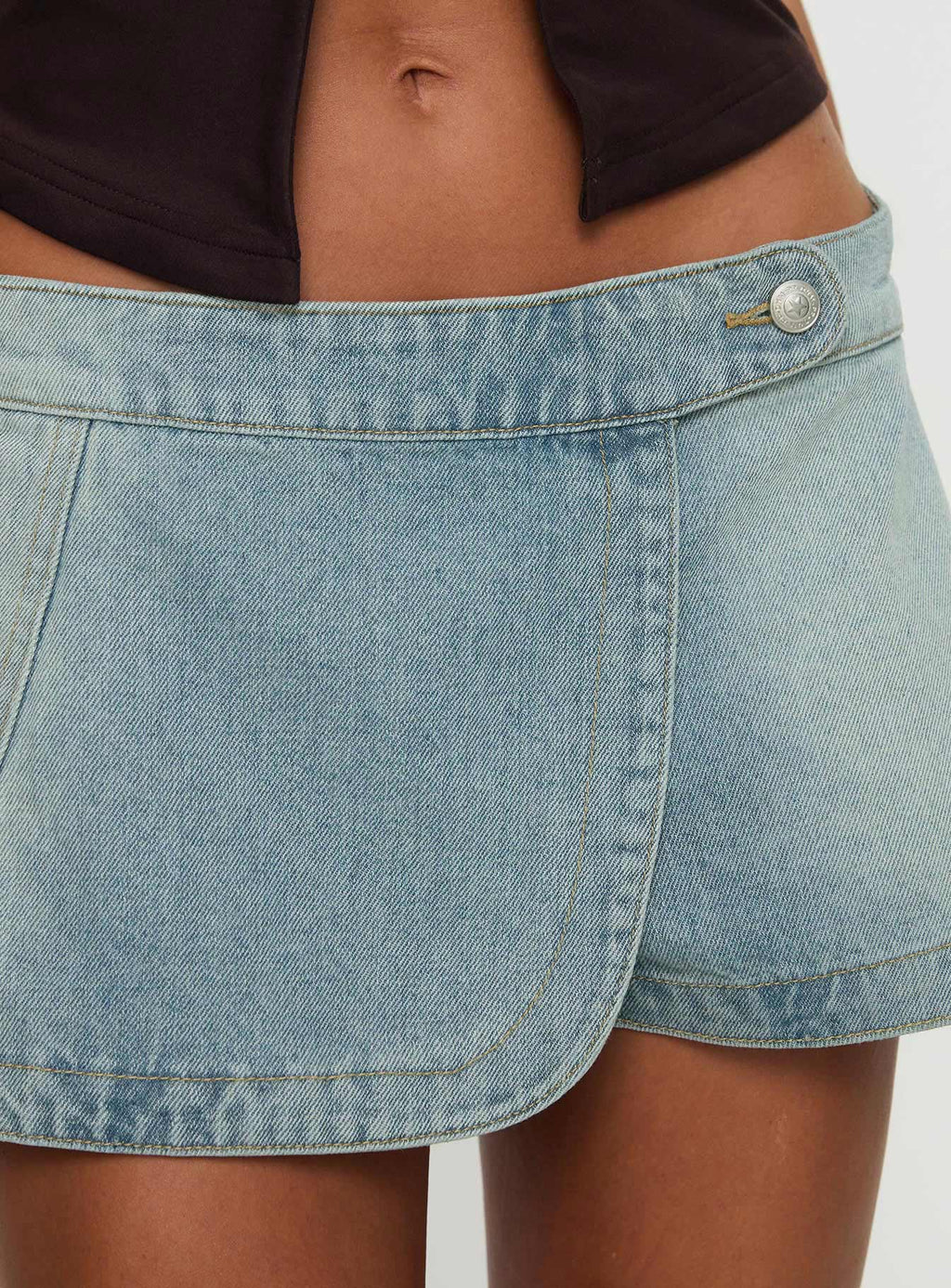 Down For The Ride Denim Skort Light Wash Tall