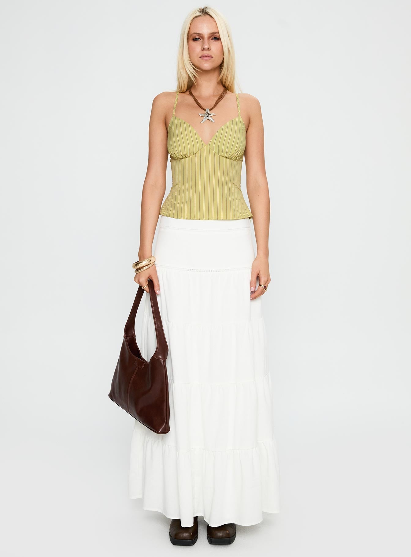 Lucky Babe Cami Top Sage Stripe